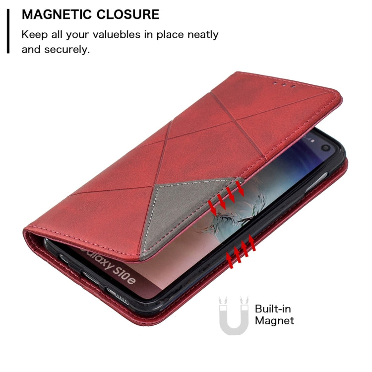 Rhombus Texture Horizontal Flip Magnetic Leather Case with Holder & Card Slots & Wallet For Galaxy S10e