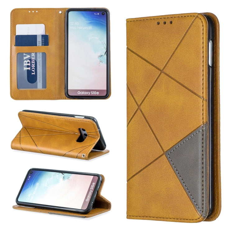 Rhombus Texture Horizontal Flip Magnetic Leather Case with Holder & Card Slots & Wallet For Galaxy S10e