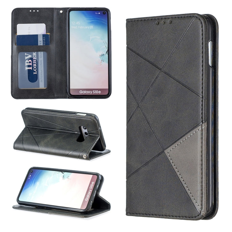 Rhombus Texture Horizontal Flip Magnetic Leather Case with Holder & Card Slots & Wallet For Galaxy S10e