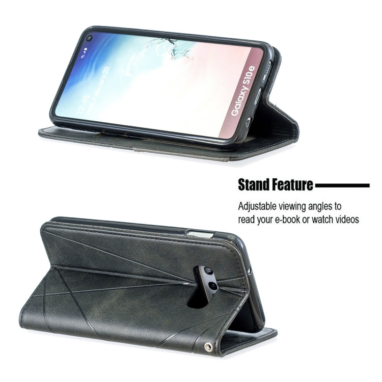 Rhombus Texture Horizontal Flip Magnetic Leather Case with Holder & Card Slots & Wallet For Galaxy S10e