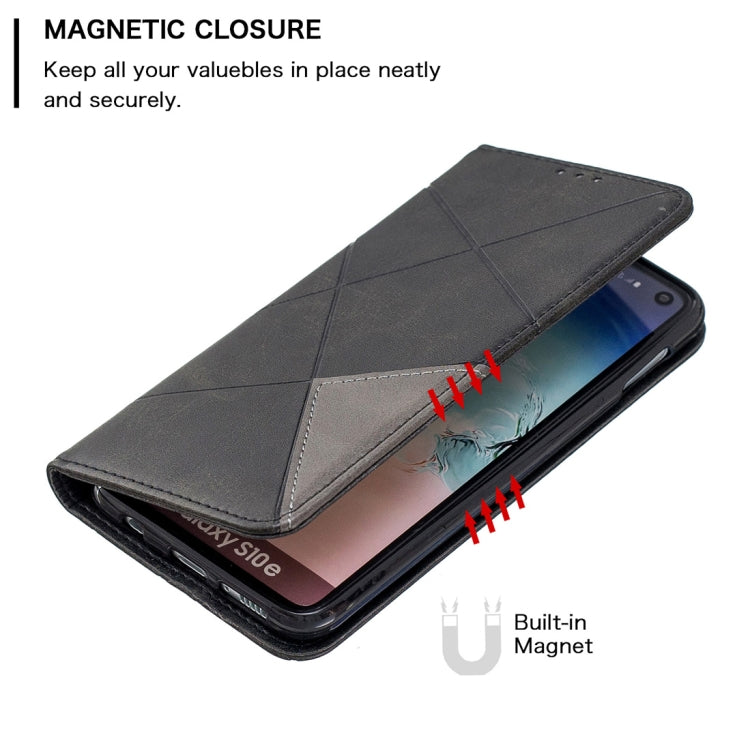 Rhombus Texture Horizontal Flip Magnetic Leather Case with Holder & Card Slots & Wallet For Galaxy S10e