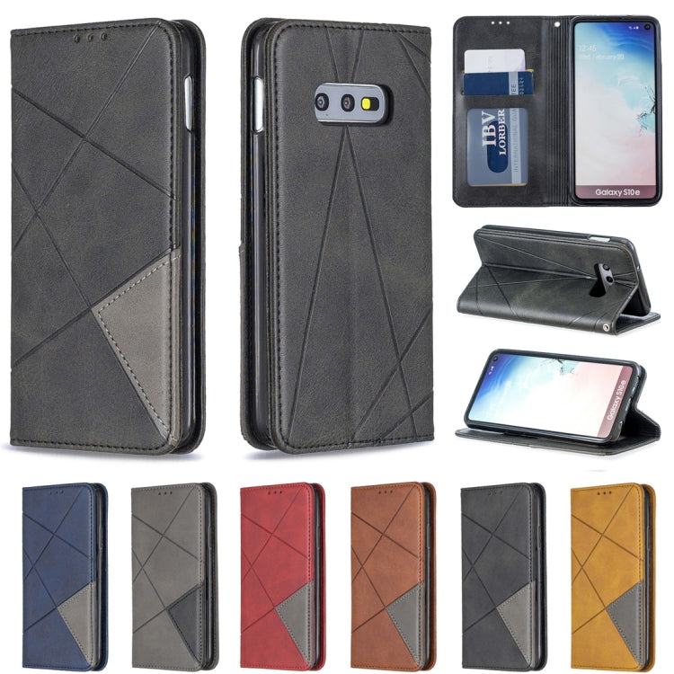 Rhombus Texture Horizontal Flip Magnetic Leather Case with Holder & Card Slots & Wallet For Galaxy S10e