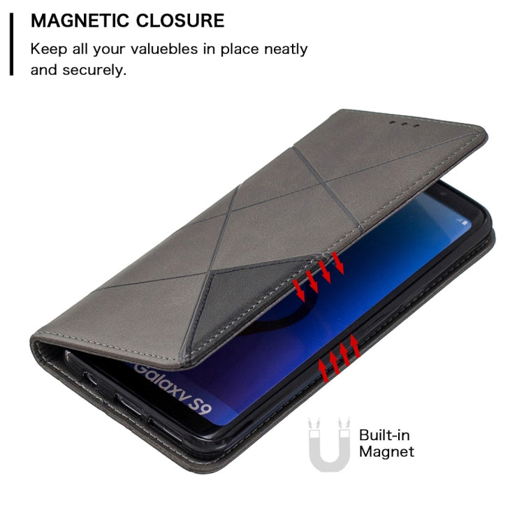 Rhombus Texture Horizontal Flip Magnetic Leather Case with Holder & Card Slots & Wallet For Galaxy S9