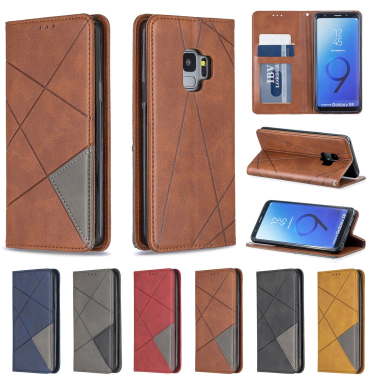 Rhombus Texture Horizontal Flip Magnetic Leather Case with Holder & Card Slots & Wallet For Galaxy S9