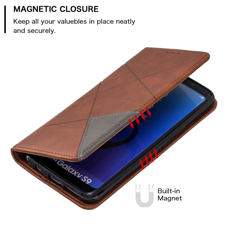 Rhombus Texture Horizontal Flip Magnetic Leather Case with Holder & Card Slots & Wallet For Galaxy S9