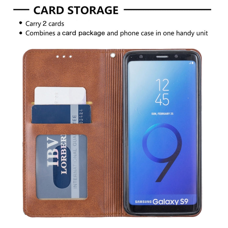 Rhombus Texture Horizontal Flip Magnetic Leather Case with Holder & Card Slots & Wallet For Galaxy S9