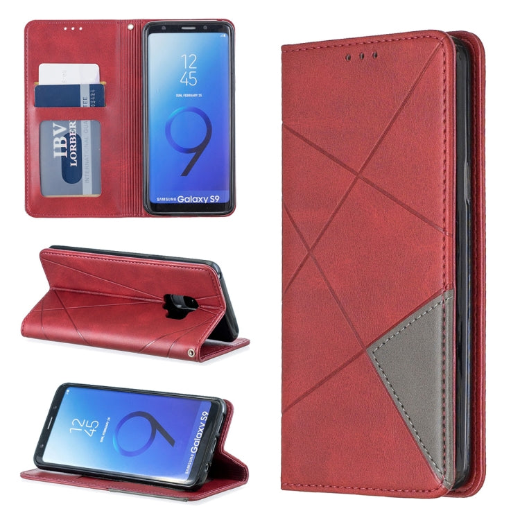 Rhombus Texture Horizontal Flip Magnetic Leather Case with Holder & Card Slots & Wallet For Galaxy S9