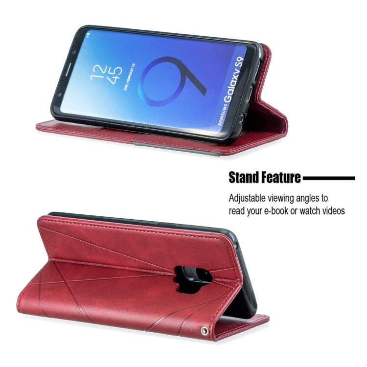 Rhombus Texture Horizontal Flip Magnetic Leather Case with Holder & Card Slots & Wallet For Galaxy S9
