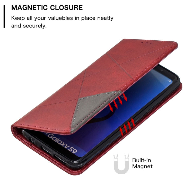 Rhombus Texture Horizontal Flip Magnetic Leather Case with Holder & Card Slots & Wallet For Galaxy S9