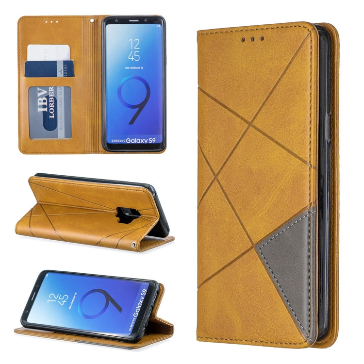 Rhombus Texture Horizontal Flip Magnetic Leather Case with Holder & Card Slots & Wallet For Galaxy S9