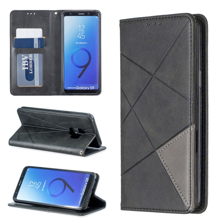 Rhombus Texture Horizontal Flip Magnetic Leather Case with Holder & Card Slots & Wallet For Galaxy S9