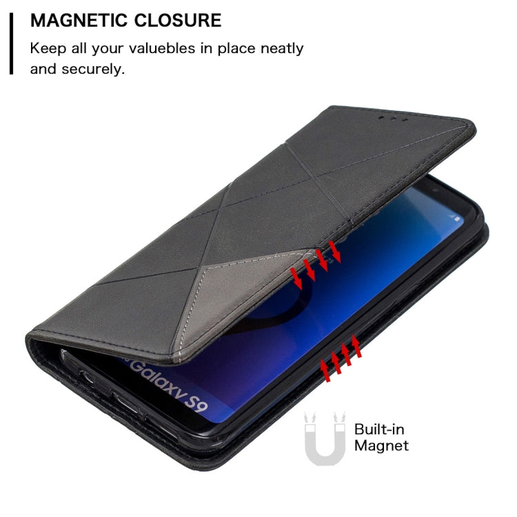 Rhombus Texture Horizontal Flip Magnetic Leather Case with Holder & Card Slots & Wallet For Galaxy S9