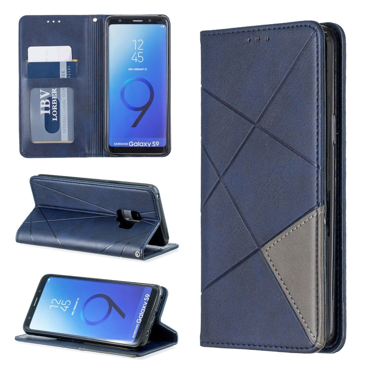 Rhombus Texture Horizontal Flip Magnetic Leather Case with Holder & Card Slots & Wallet For Galaxy S9
