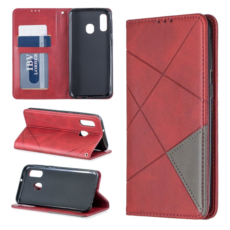 Rhombus Texture Horizontal Flip Magnetic Leather Case with Holder & Card Slots & Wallet For Galaxy A40
