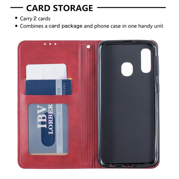 Rhombus Texture Horizontal Flip Magnetic Leather Case with Holder & Card Slots & Wallet For Galaxy A40