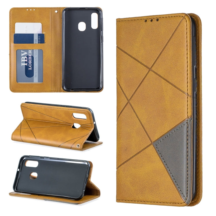 Rhombus Texture Horizontal Flip Magnetic Leather Case with Holder & Card Slots & Wallet For Galaxy A40
