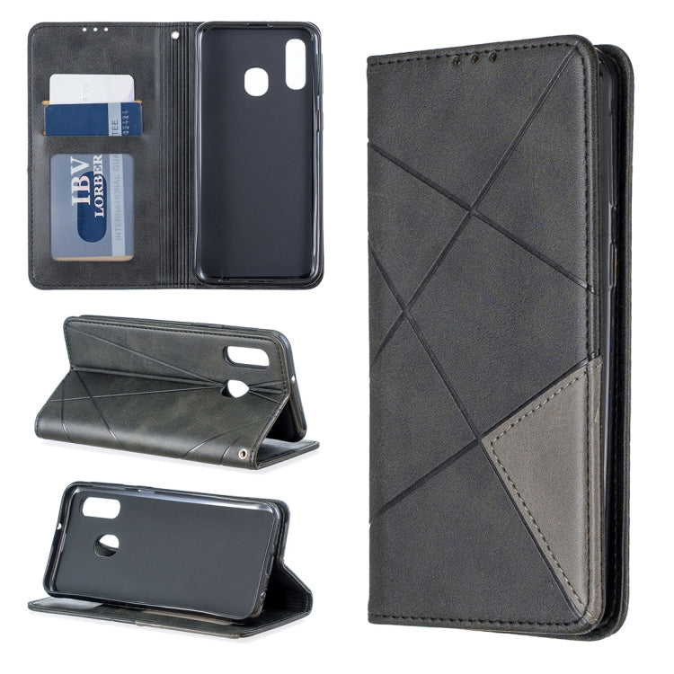 Rhombus Texture Horizontal Flip Magnetic Leather Case with Holder & Card Slots & Wallet For Galaxy A40