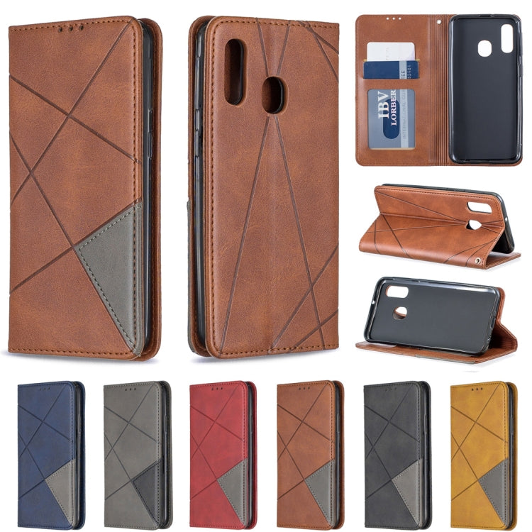 Rhombus Texture Horizontal Flip Magnetic Leather Case with Holder & Card Slots & Wallet For Galaxy A40