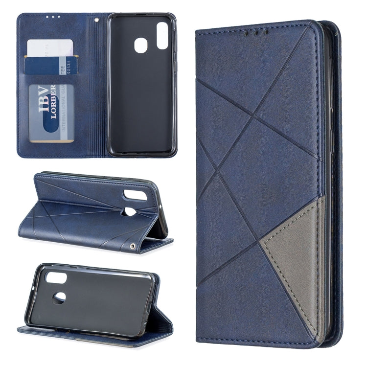Rhombus Texture Horizontal Flip Magnetic Leather Case with Holder & Card Slots & Wallet For Galaxy A40