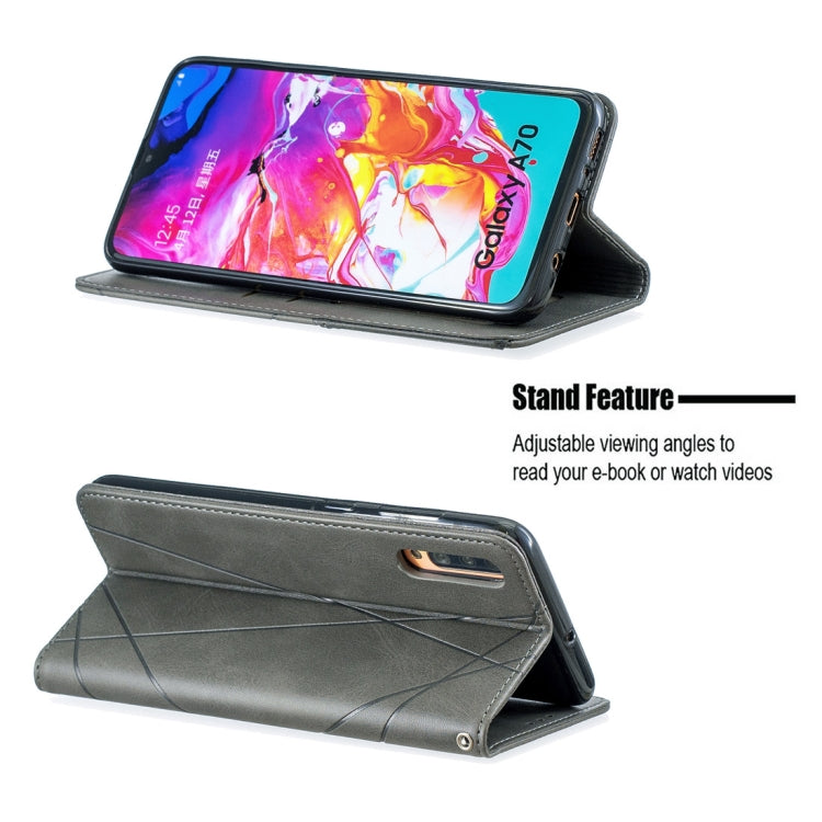 Rhombus Texture Horizontal Flip Magnetic Leather Case with Holder & Card Slots For Galaxy A70