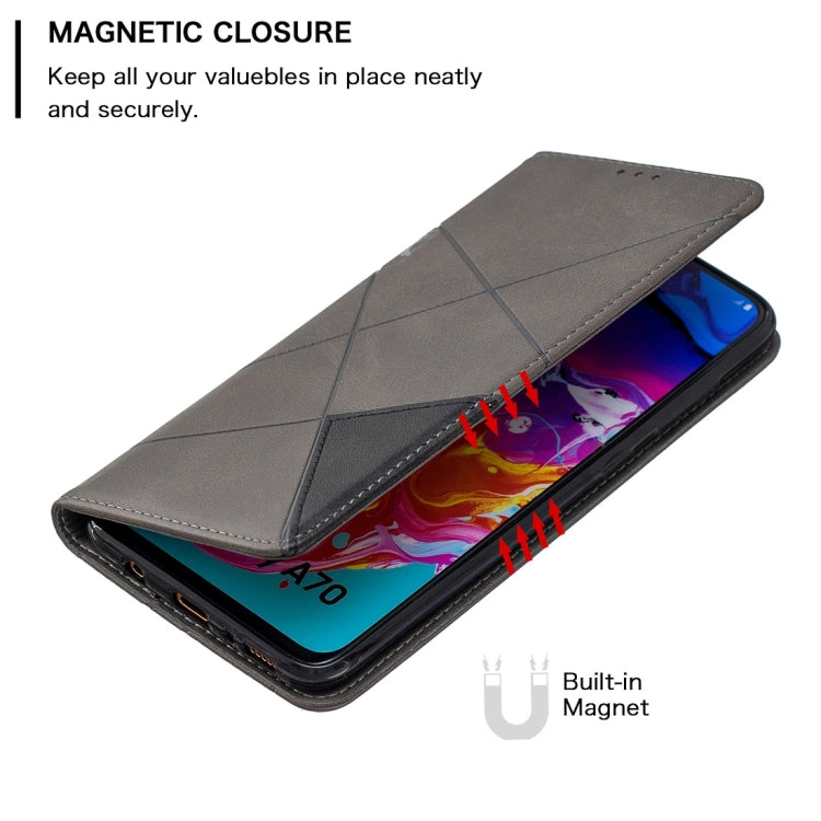 Rhombus Texture Horizontal Flip Magnetic Leather Case with Holder & Card Slots For Galaxy A70