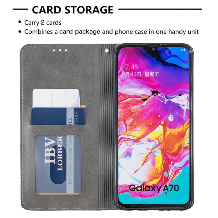 Rhombus Texture Horizontal Flip Magnetic Leather Case with Holder & Card Slots For Galaxy A70