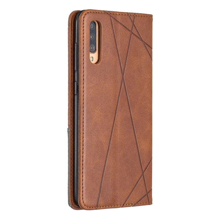 Rhombus Texture Horizontal Flip Magnetic Leather Case with Holder & Card Slots For Galaxy A70