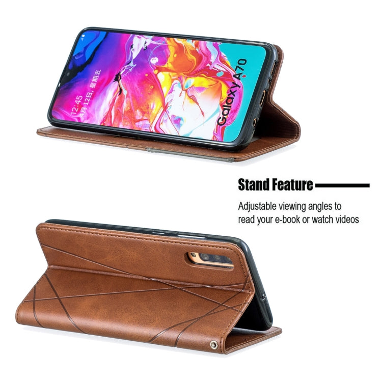 Rhombus Texture Horizontal Flip Magnetic Leather Case with Holder & Card Slots For Galaxy A70