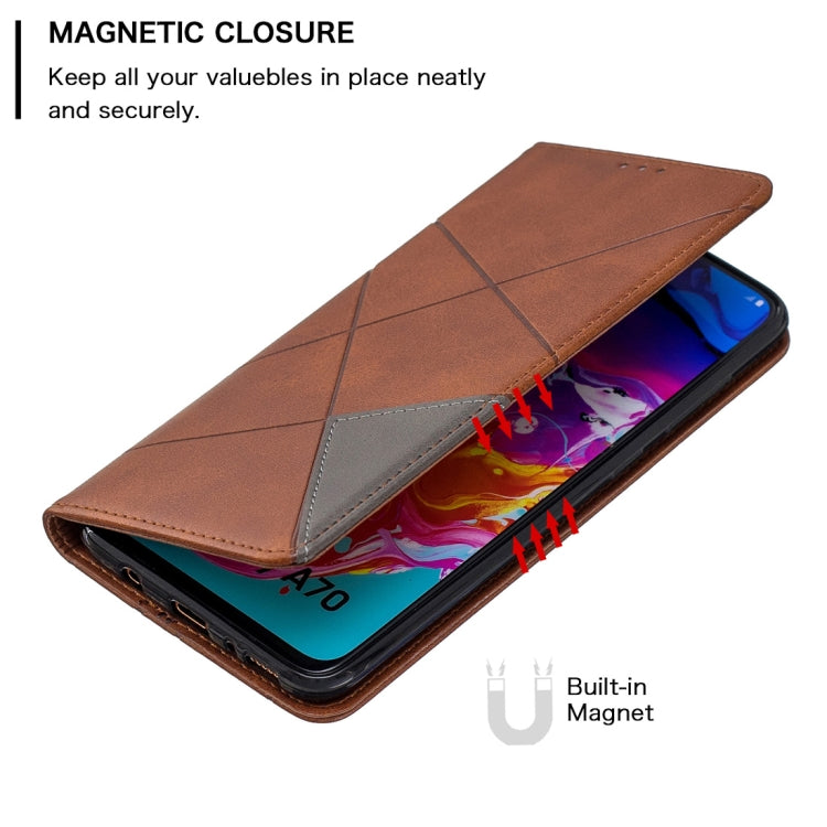 Rhombus Texture Horizontal Flip Magnetic Leather Case with Holder & Card Slots For Galaxy A70