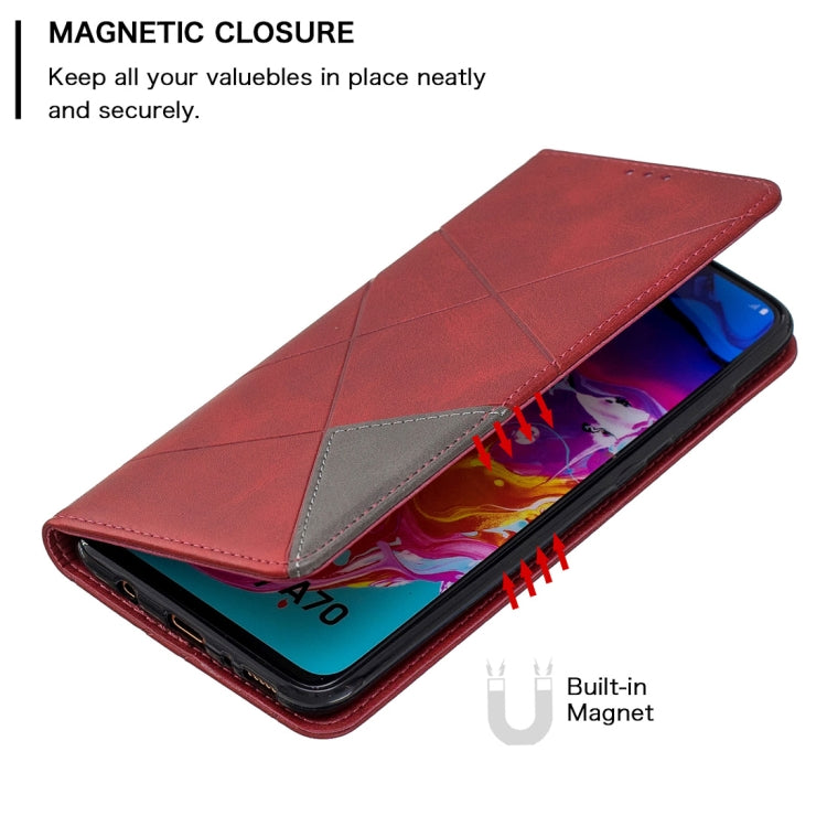 Rhombus Texture Horizontal Flip Magnetic Leather Case with Holder & Card Slots For Galaxy A70