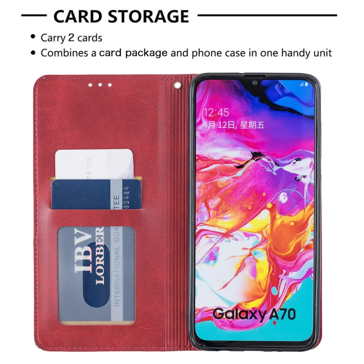Rhombus Texture Horizontal Flip Magnetic Leather Case with Holder & Card Slots For Galaxy A70