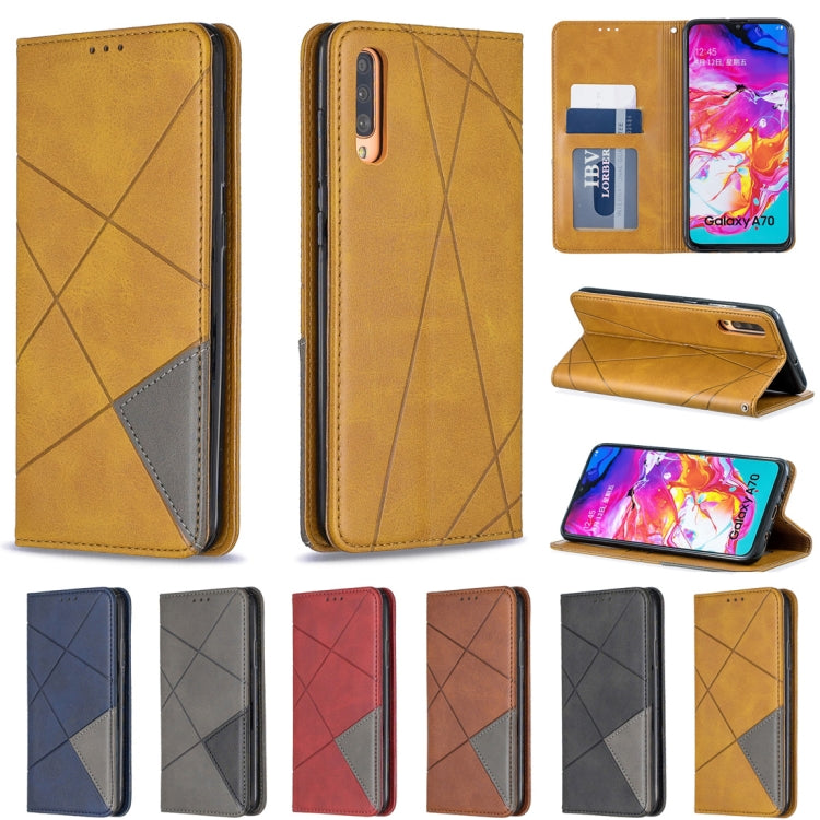 Rhombus Texture Horizontal Flip Magnetic Leather Case with Holder & Card Slots For Galaxy A70