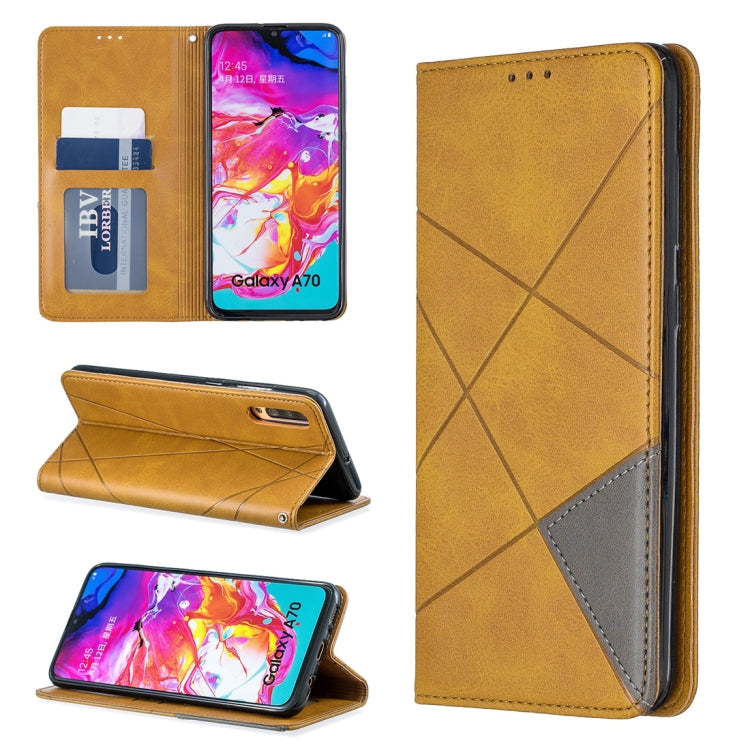 Rhombus Texture Horizontal Flip Magnetic Leather Case with Holder & Card Slots For Galaxy A70