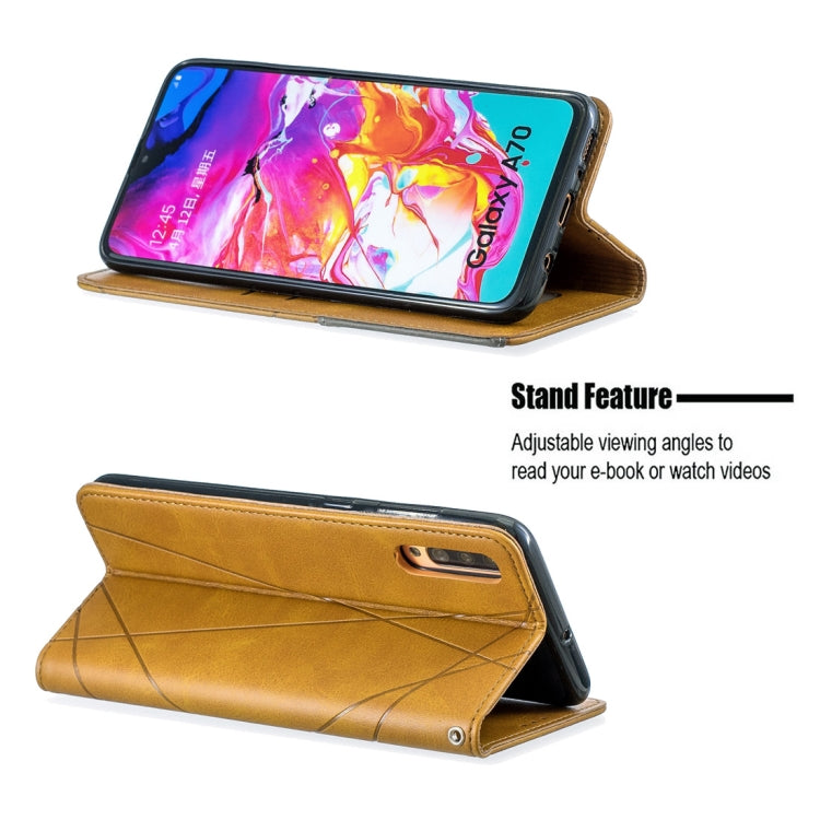 Rhombus Texture Horizontal Flip Magnetic Leather Case with Holder & Card Slots For Galaxy A70