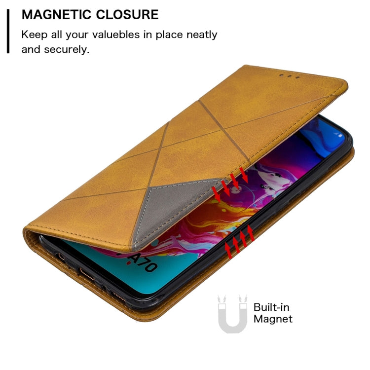 Rhombus Texture Horizontal Flip Magnetic Leather Case with Holder & Card Slots For Galaxy A70