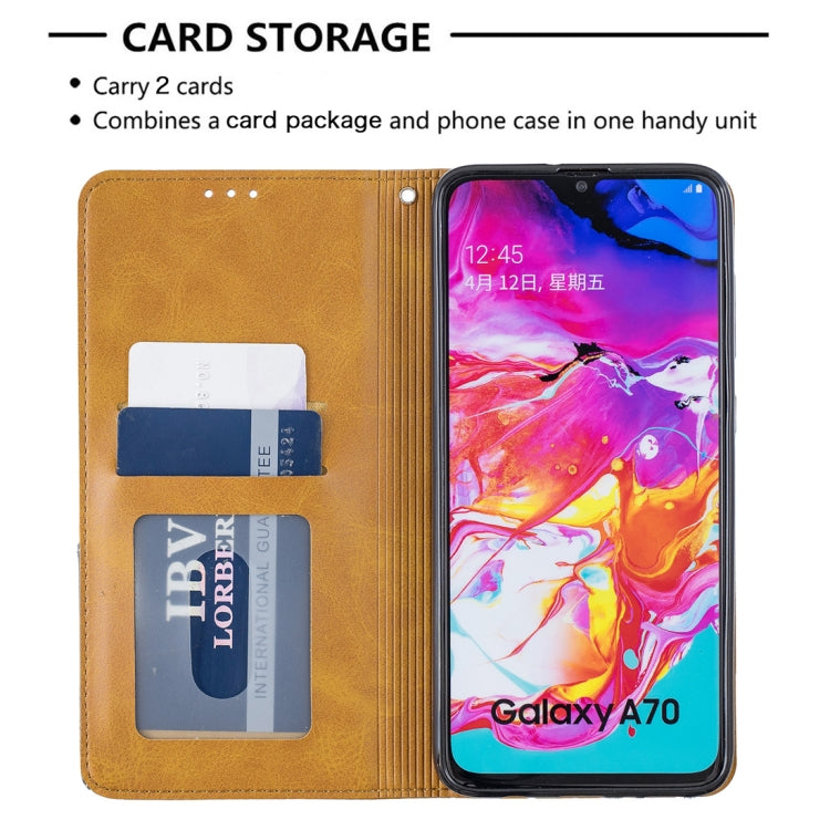 Rhombus Texture Horizontal Flip Magnetic Leather Case with Holder & Card Slots For Galaxy A70