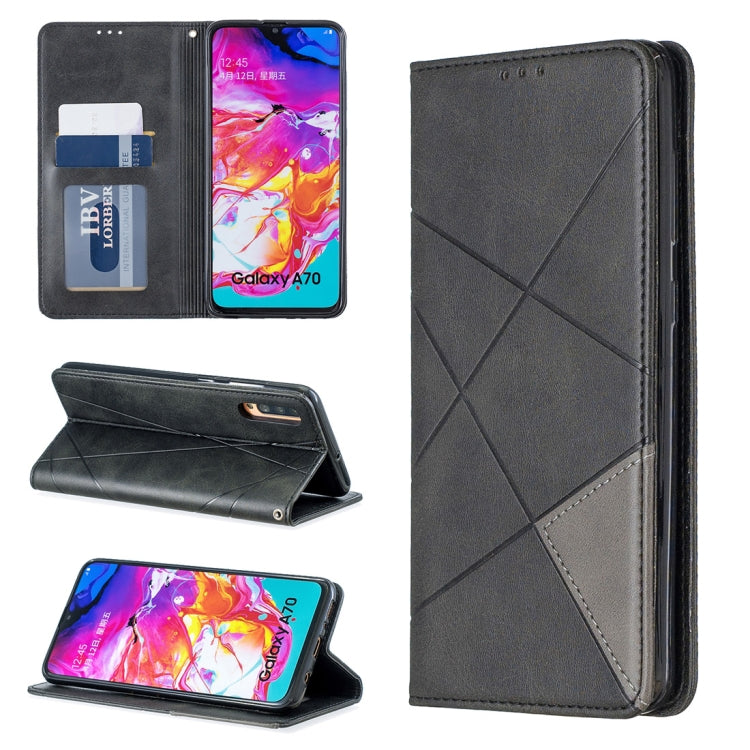 Rhombus Texture Horizontal Flip Magnetic Leather Case with Holder & Card Slots For Galaxy A70