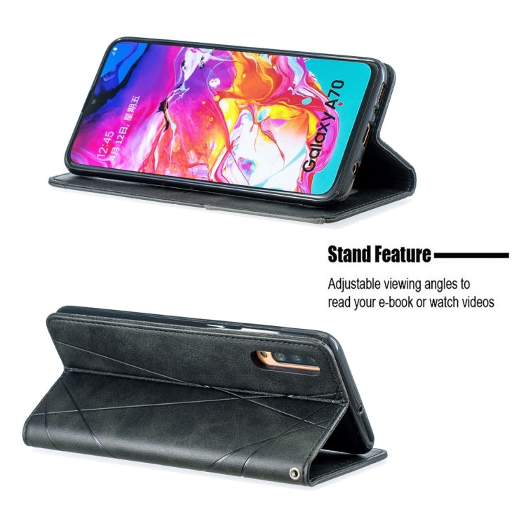 Rhombus Texture Horizontal Flip Magnetic Leather Case with Holder & Card Slots For Galaxy A70