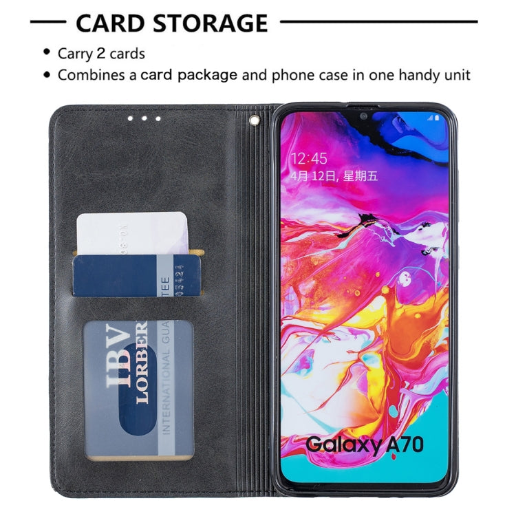 Rhombus Texture Horizontal Flip Magnetic Leather Case with Holder & Card Slots For Galaxy A70
