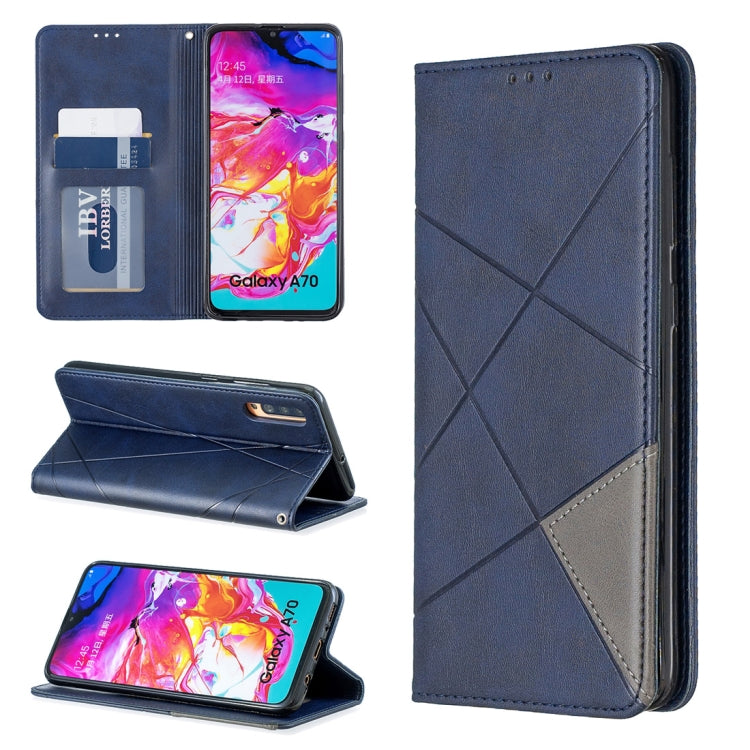 Rhombus Texture Horizontal Flip Magnetic Leather Case with Holder & Card Slots For Galaxy A70