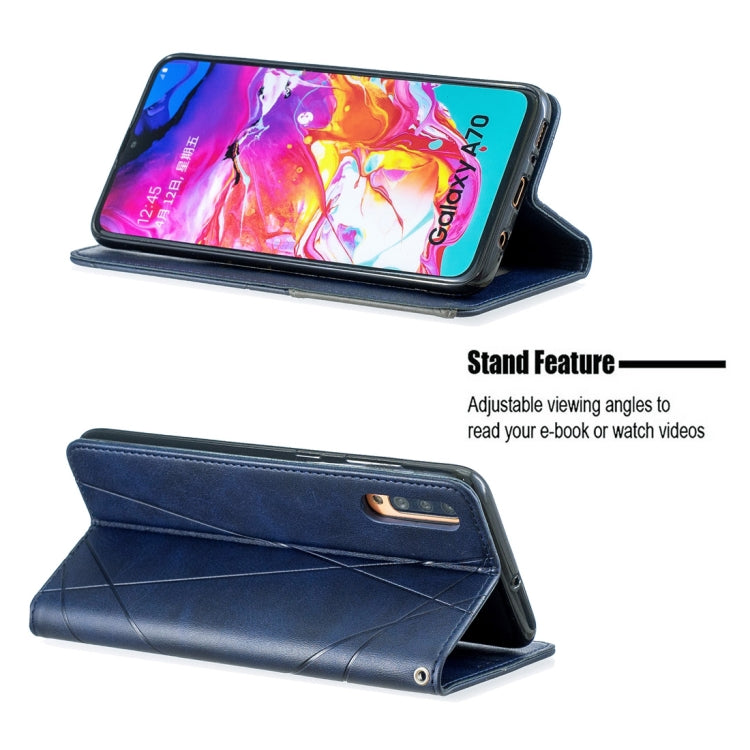 Rhombus Texture Horizontal Flip Magnetic Leather Case with Holder & Card Slots For Galaxy A70