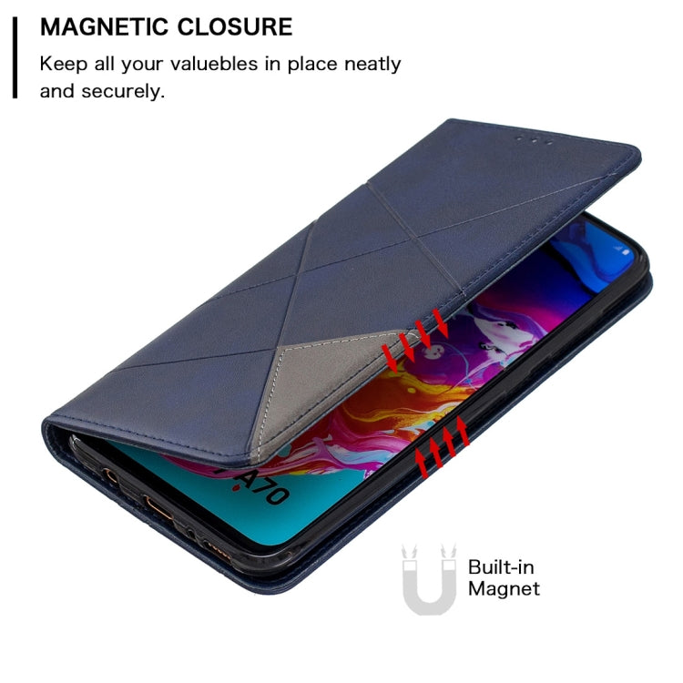 Rhombus Texture Horizontal Flip Magnetic Leather Case with Holder & Card Slots For Galaxy A70