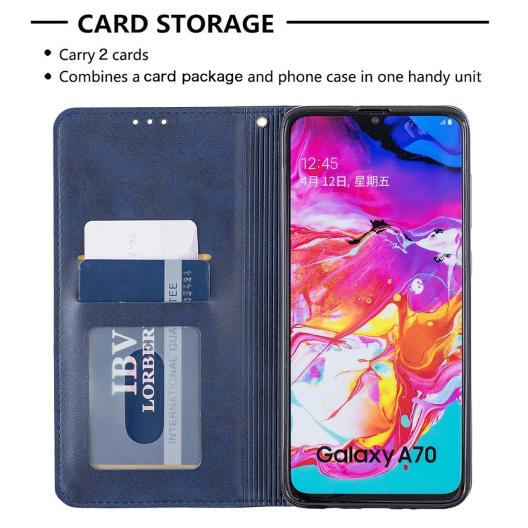 Rhombus Texture Horizontal Flip Magnetic Leather Case with Holder & Card Slots For Galaxy A70