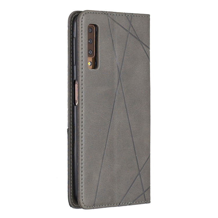 Rhombus Texture Horizontal Flip Magnetic Leather Case with Holder & Card Slots For Galaxy A7 (2018)