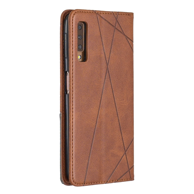 Rhombus Texture Horizontal Flip Magnetic Leather Case with Holder & Card Slots For Galaxy A7 (2018)