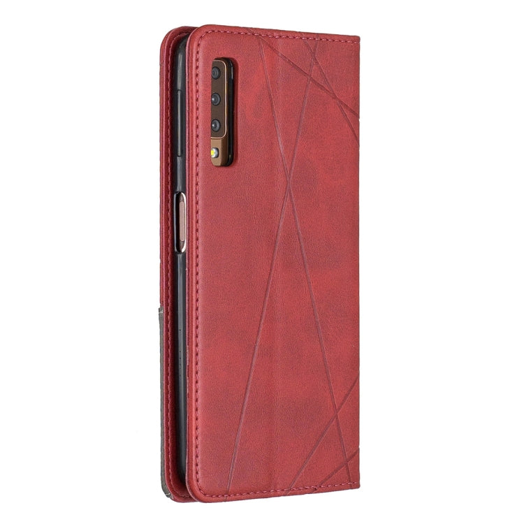 Rhombus Texture Horizontal Flip Magnetic Leather Case with Holder & Card Slots For Galaxy A7 (2018)