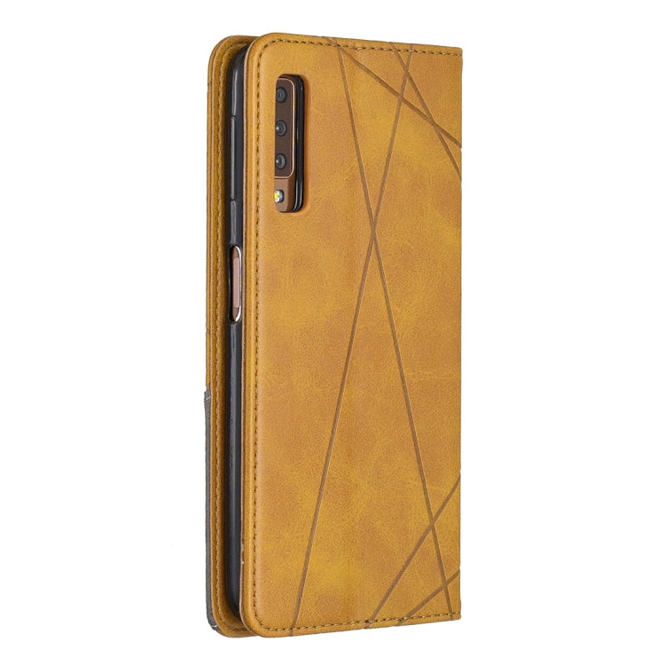 Rhombus Texture Horizontal Flip Magnetic Leather Case with Holder & Card Slots For Galaxy A7 (2018)