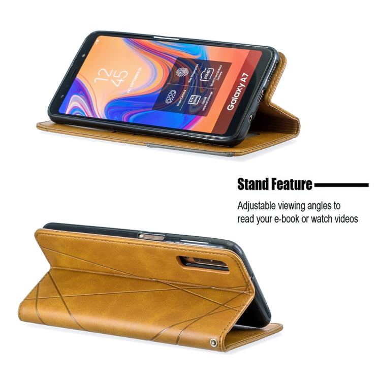 Rhombus Texture Horizontal Flip Magnetic Leather Case with Holder & Card Slots For Galaxy A7 (2018)