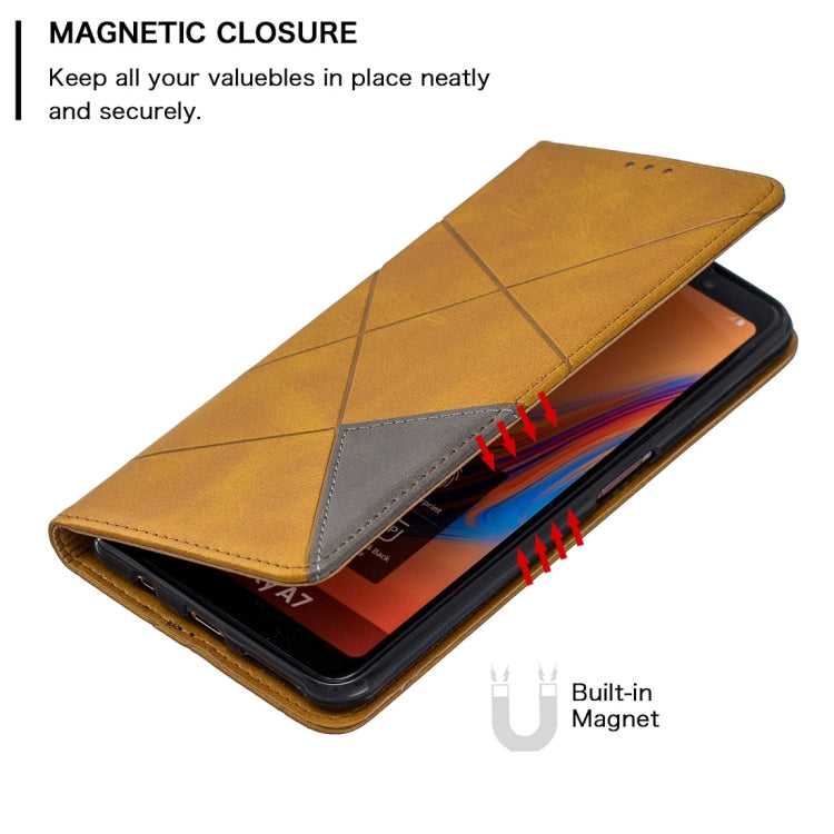 Rhombus Texture Horizontal Flip Magnetic Leather Case with Holder & Card Slots For Galaxy A7 (2018)