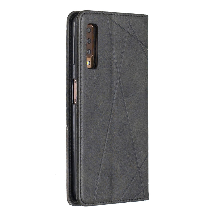Rhombus Texture Horizontal Flip Magnetic Leather Case with Holder & Card Slots For Galaxy A7 (2018)